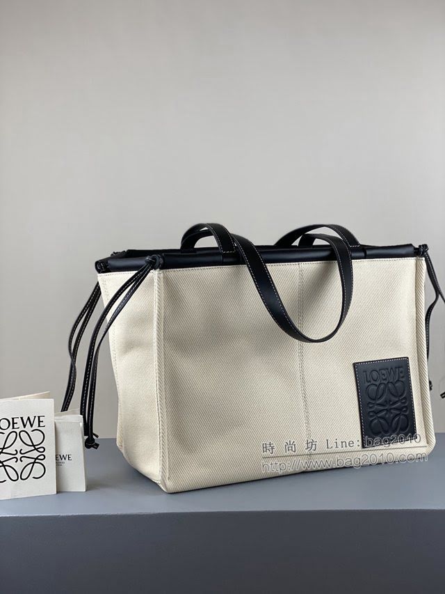 LOEWE包包 羅意威大號cushion tote白布包 羅意威綁繩式托特包 3054  tcl1428